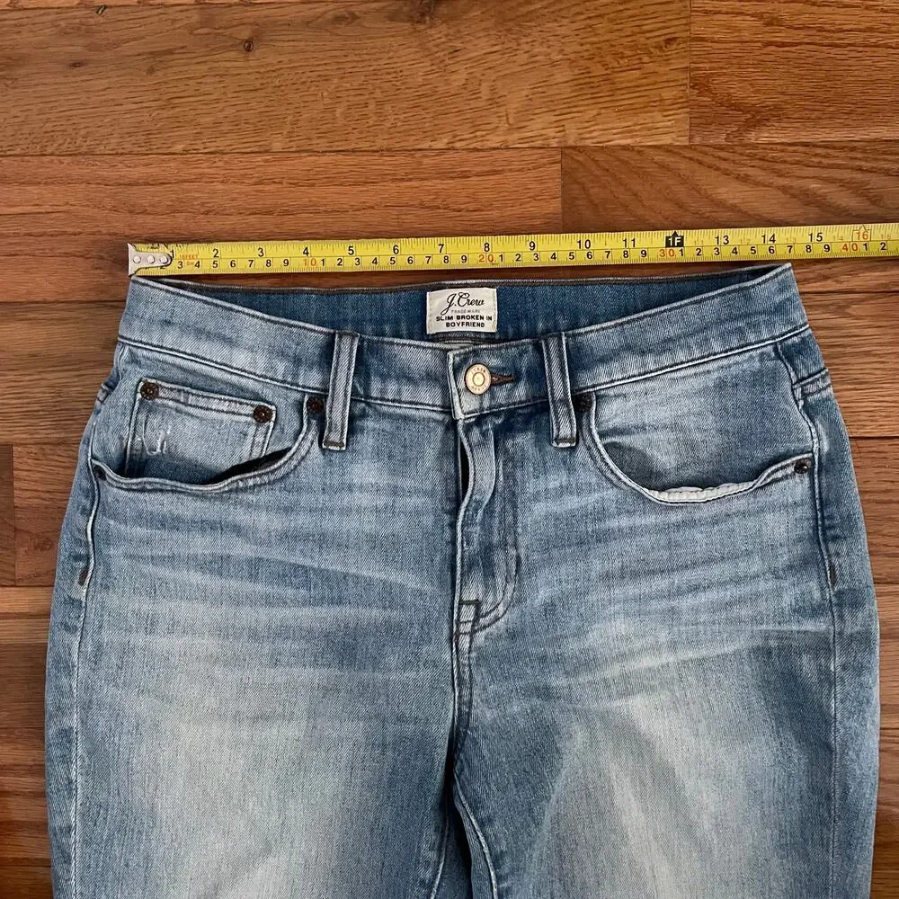 J. Crew Slim Boyfriend Jean Womens 26 Cedar Wash Blue Straight Leg Denim H6411